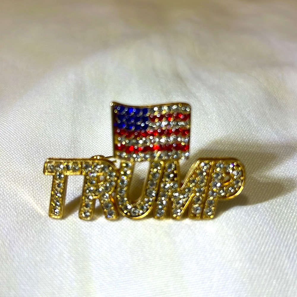 Gold Trump Pin with American Flag
